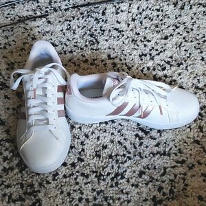 Adidas Superstar Metallic Rose Gold Sneakers, Ortholite Float, Size 6